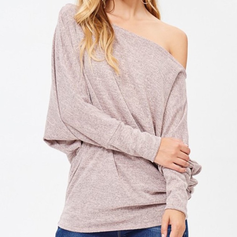 Marbled Knit Dolman Top Blush